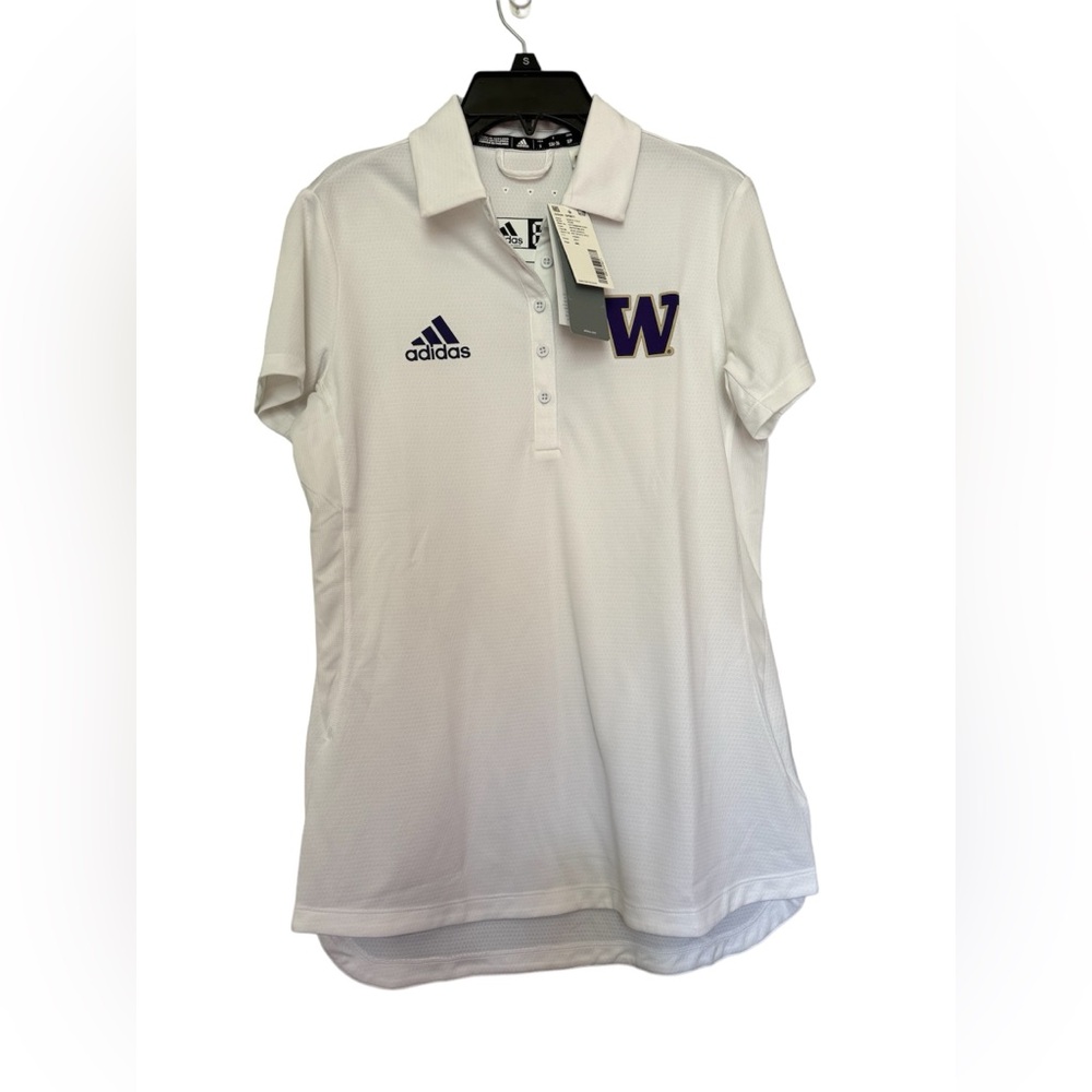 Adidas Washington Huskies white polo size S‎